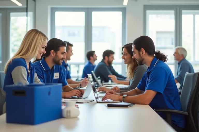 Équipe de Livraison Express Paris au bureau